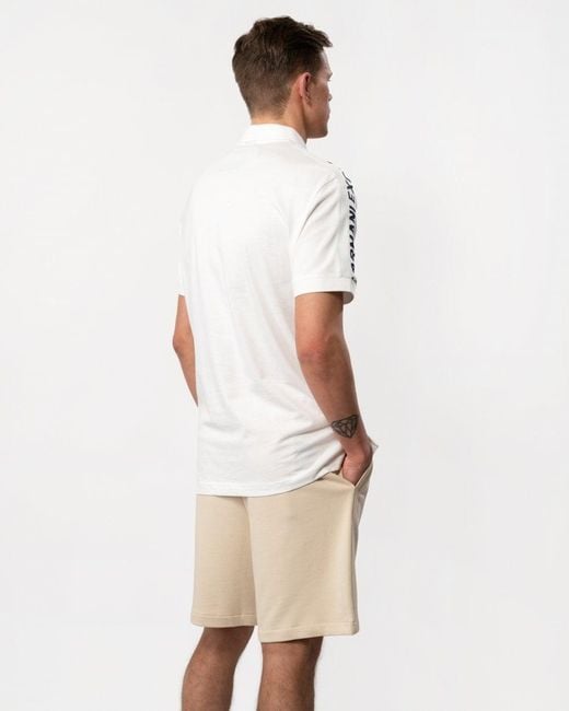 Armani Exchange White Large Logo Tape Polo Shirt for men
