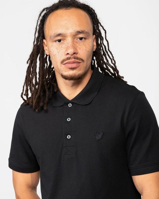 Lyle & Scott Black Lyle & Scott Tonal Eagle Polo Shirt for men
