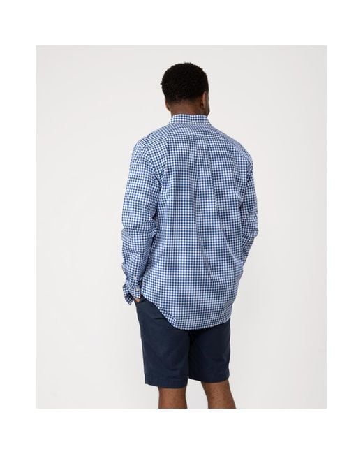 Gant Blue Regular Fit Long Sleeve Poplin Gingham Shirt for men