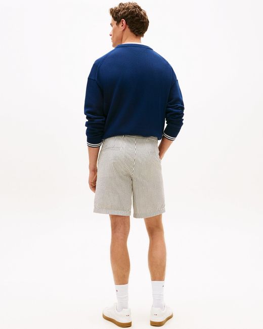 Tommy Hilfiger Gray Dover 8 Inch Seersucker Strip Shorts for men