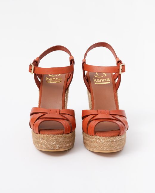 Kanna Pink Sofia Lucido Wedge Heel Espadrilles