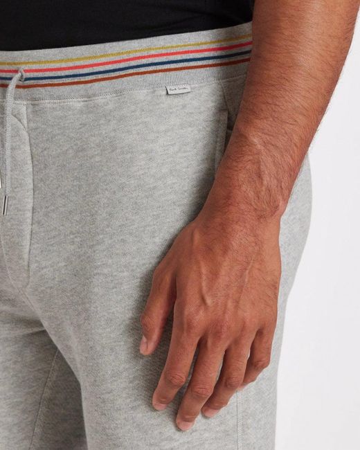 Paul Smith Gray Cotton Jersey Lounge Pants With Artist Stripe Waistband for men