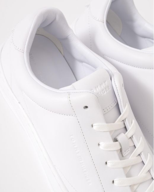 Tommy Hilfiger White Premium Dress Nappa Leather Cupsole Trainers for men
