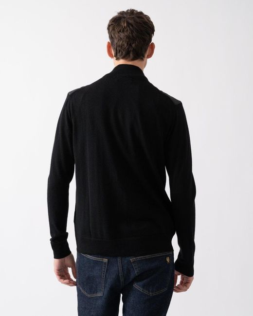 Belstaff Black Kelbrook Merino Wool Zip Cardigan , Size: L for men