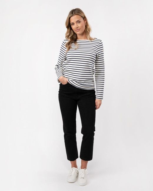 Joules White New Harbour Striped Breton Top