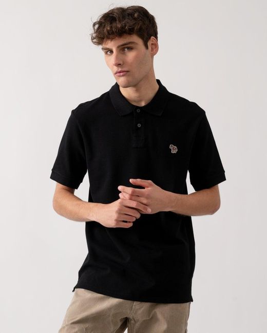 Paul Smith Black Ps Organic Cotton Zebra Logo Polo Shirt for men