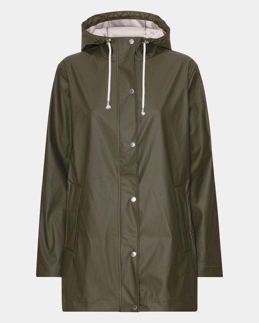 Ilse Jacobsen Green Rain Short Rubberised Raincoat