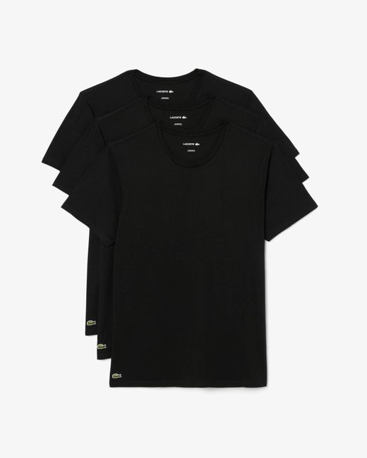Lacoste Black 3-Pack Cotton Crew Neck T-Shirts for men