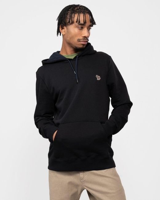 Paul Smith Black Ps Regular Fit Cotton Zebra Logo Hoodie Size: L for men