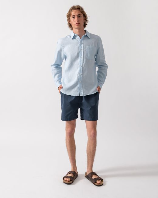 COLORFUL STANDARD Blue Long Sleeve Linen Shirt for men