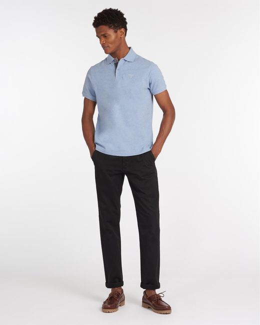 Barbour Blue Tartan Pique Polo for men