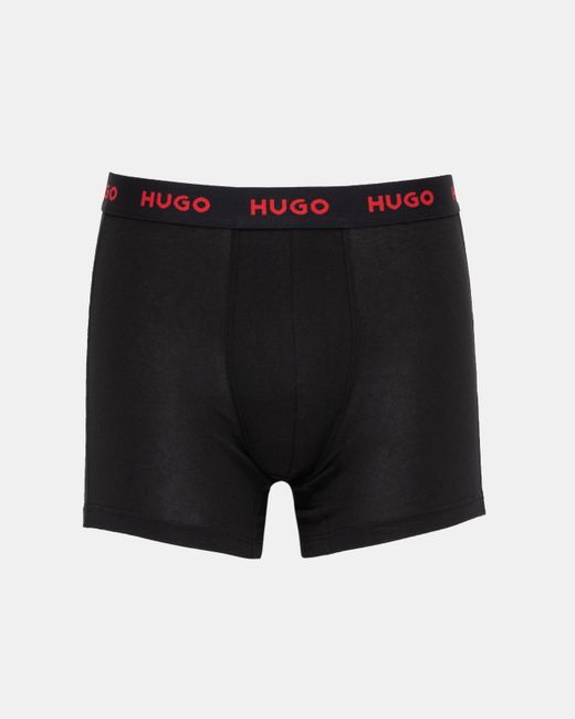 HUGO Black 3 Pack Boxer Briefs With Logo Waistbands for men