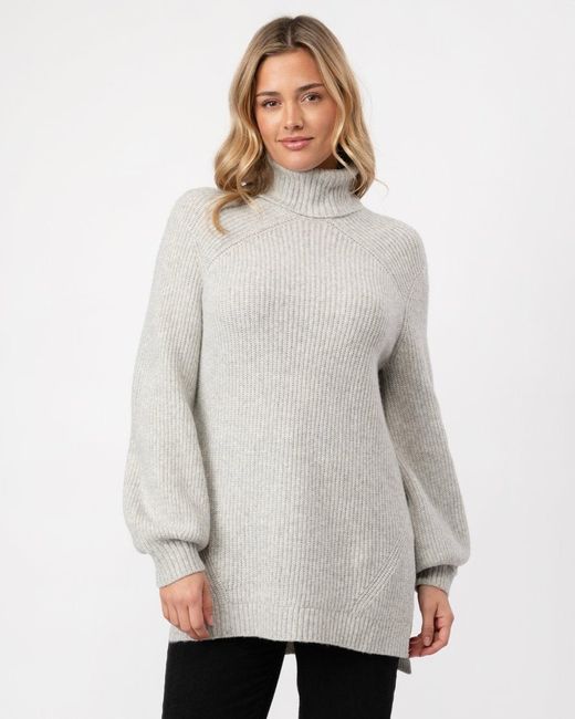 Ted Baker Gray Sylinnaa Stitch Detail Roll Neck