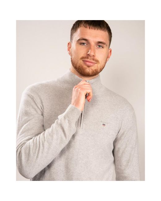 GANT Super Fine Lambswool Half Zip Sweater in Grey for Men | Lyst Canada