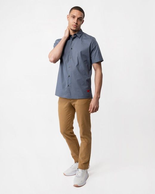 HUGO Blue Ebor Relaxed Fit Stretch Cotton Shirt for men