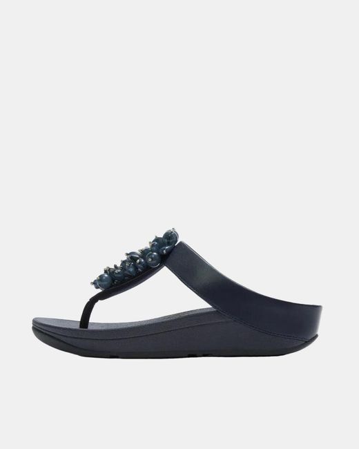 Fitflop Blue Fino Bead-Cluster Toe-Post Sandals