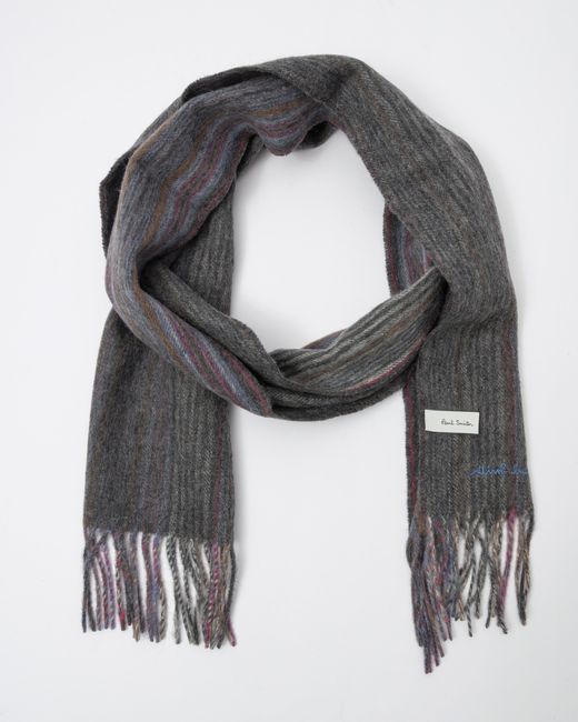 Paul Smith Gray Trent Stripe Scarf for men