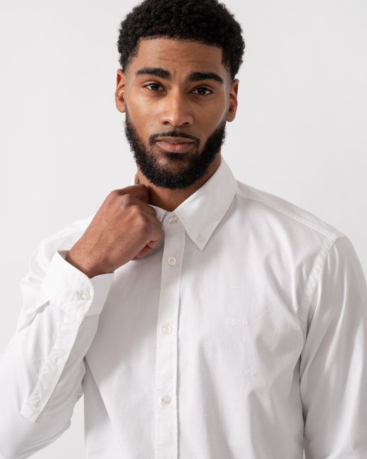 Boss White Rickert Regular-Fit Shirt for men