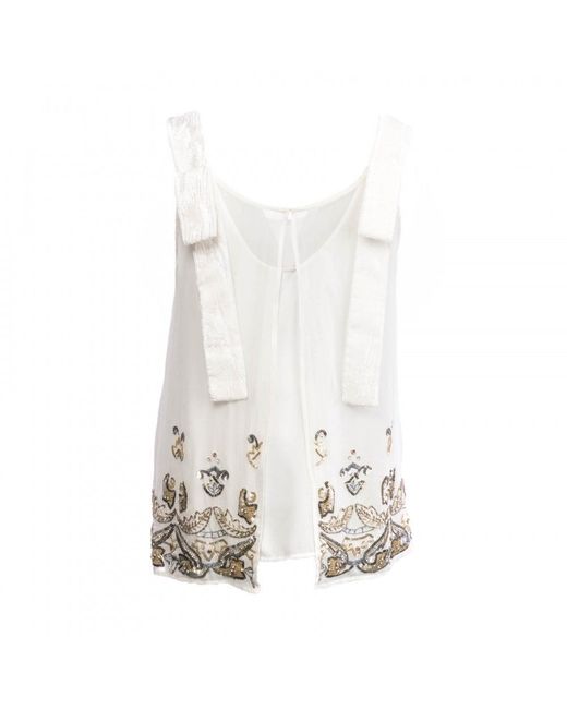 French Connection White Elsa Sparkle Strappy Top