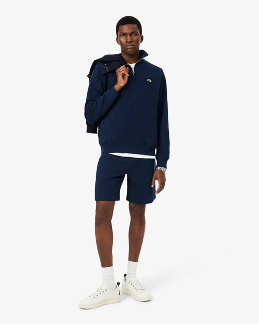 Lacoste Blue Zip Neck High Neck Interlock Sweatshirt for men