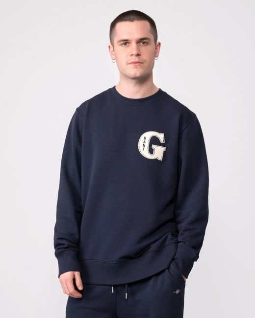 Gant Blue G Graphic Crew Neck Sweatshirt for men