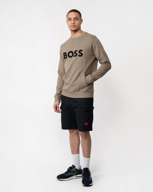 Boss Brown Salbo 1 Cotton Blend Sweatshirt With 3d-moulded Logo for men