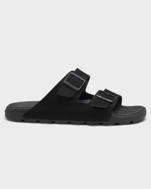 Boss Black Surfley Twin-Strap Slides With Branded Buckles for men