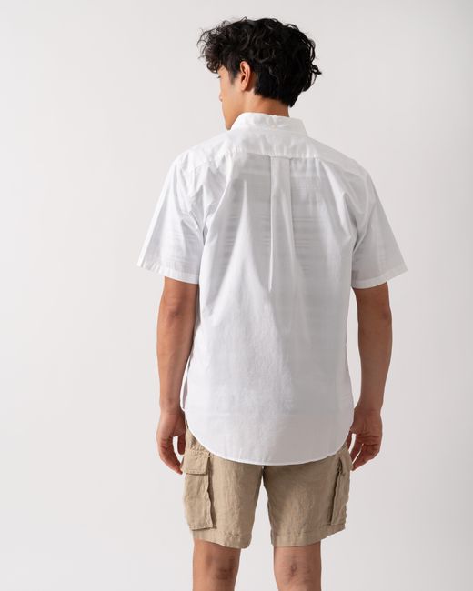 Gant White Regular Fit Short Sleeve Poplin Shirt for men