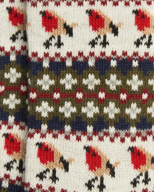 Barbour White Robin Fair Isle Socks
