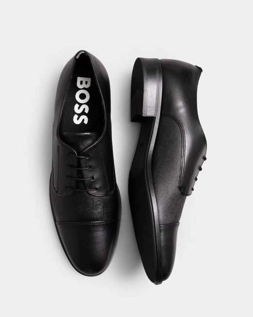 BOSS by HUGO BOSS Colby Panelled Leather Derby Shoes in Black for Men