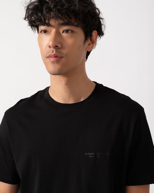 ARMANI EXCHANGE Black T-Shirt With Small Milano/New York Logo for men