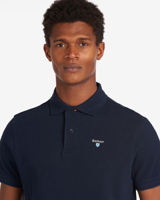Barbour Blue Sports Polo Shirt Size: L for men