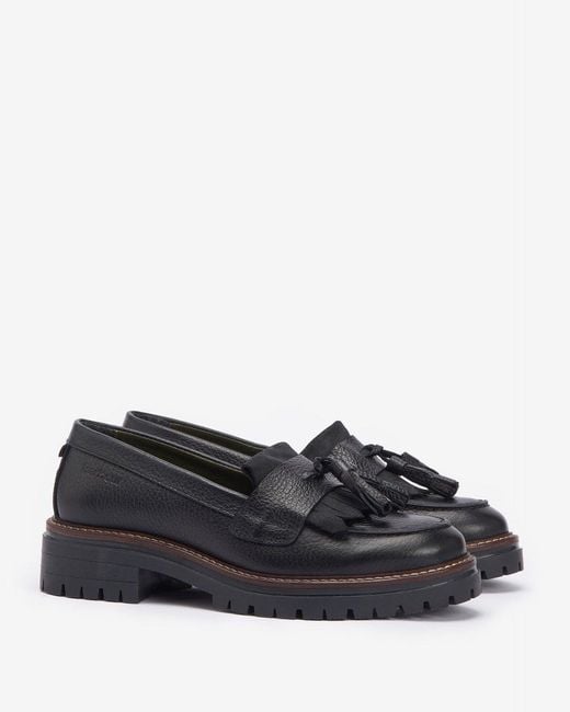 Barbour Black Dolores Tassel Trim Loafers