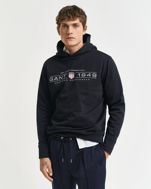 Gant Blue Pullover Graphic Hoodie for men