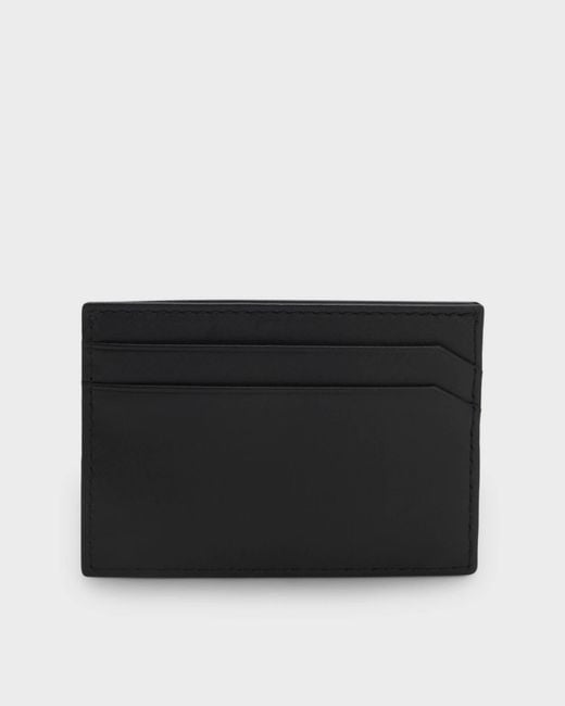HUGO Black Tibby Leather Card Holder With-Foil Stacked Logo for men