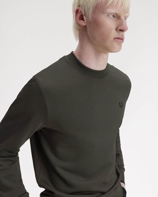 Fred Perry Green Crew Neck Sweatshirt for men