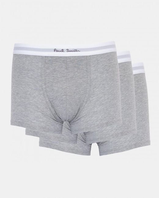 Paul Smith Gray 3 Pack Plain Trunks With Script Logo Waistband for men