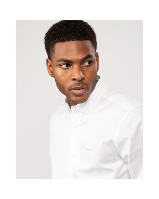 GANT Slim Fit Long Sleeve Pinpoint Oxford Shirt in White for Men