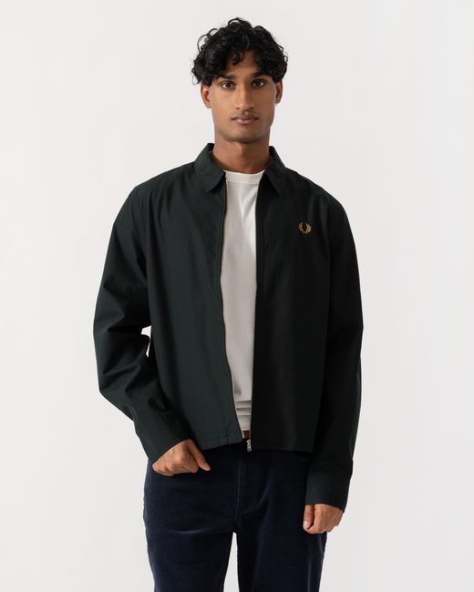 Fred Perry Black Poplin Zip Overshirt for men