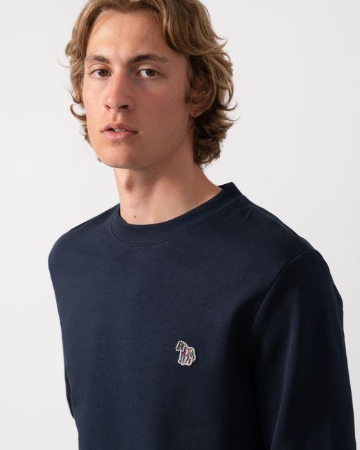 Paul Smith Blue Ps Regular Fit Zebra Logo Sweatshirt M2R-027R-Wzebra for men