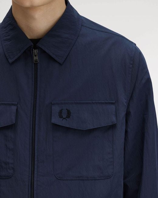 Fred Perry Blue Zip Overshirt for men