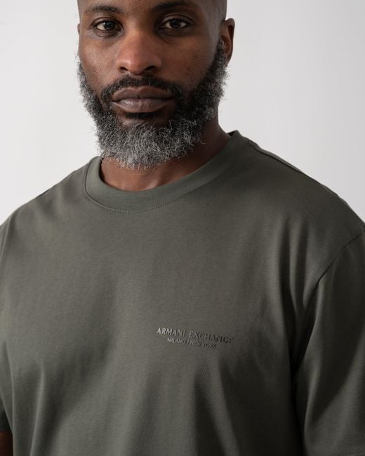 ARMANI EXCHANGE Gray T-Shirt With Small Milano/New York Logo for men