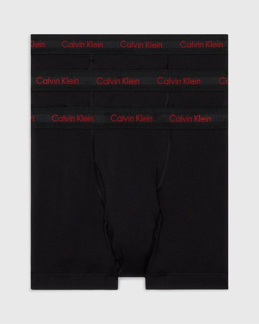 Calvin Klein Black Cotton Stretch Wicking Trunk 3 Pack for men
