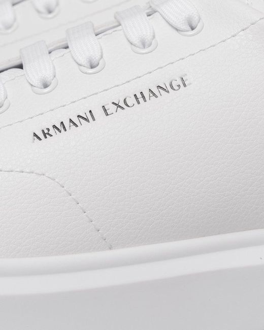 Armani Exchange Black Leather Tennis Shoes With Aop Detail for men