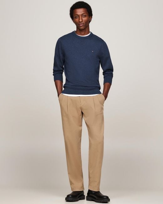 Tommy Hilfiger Blue Organic Cotton Cashmere Crew Sweater for men