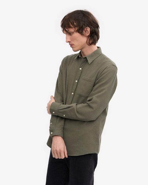 COLORFUL STANDARD Green Organic Flannel Shirt for men