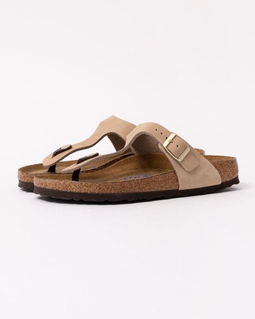 Birkenstock Brown Gizeh Soft Footbed Nubuck Leather Sandals
