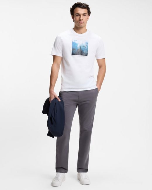Boss White Te Creature Graphic Print T-Shirt for men