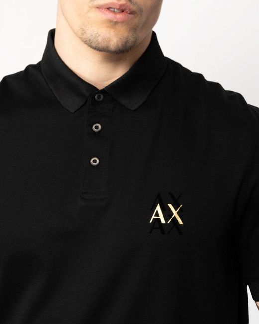 Armani Exchange Black Gold Ax Logo Polo Shirt for men