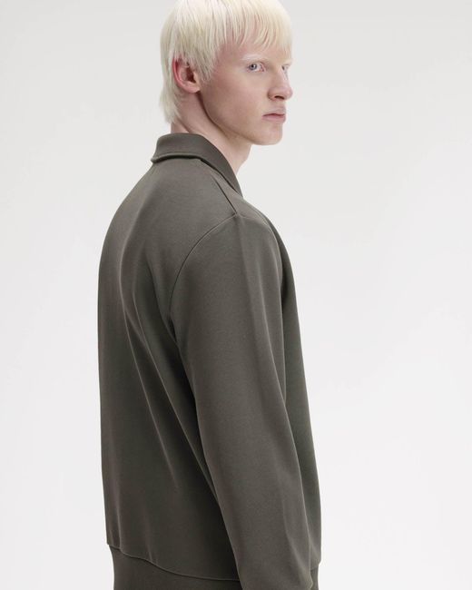 Fred Perry Gray Half Zip Collared Sweatshirt for men